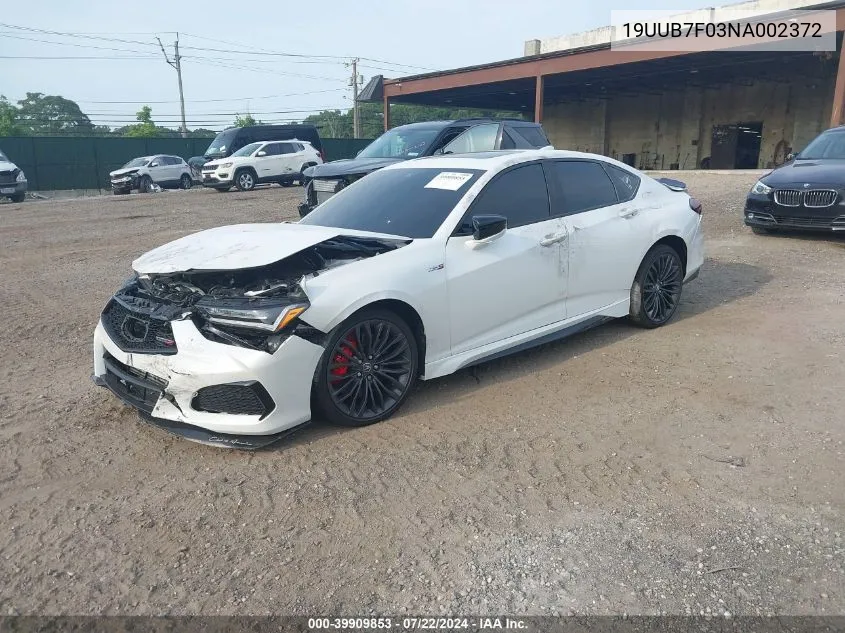 2022 Acura Tlx Type S VIN: 19UUB7F03NA002372 Lot: 39909853