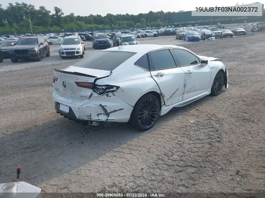 2022 Acura Tlx Type S VIN: 19UUB7F03NA002372 Lot: 39909853