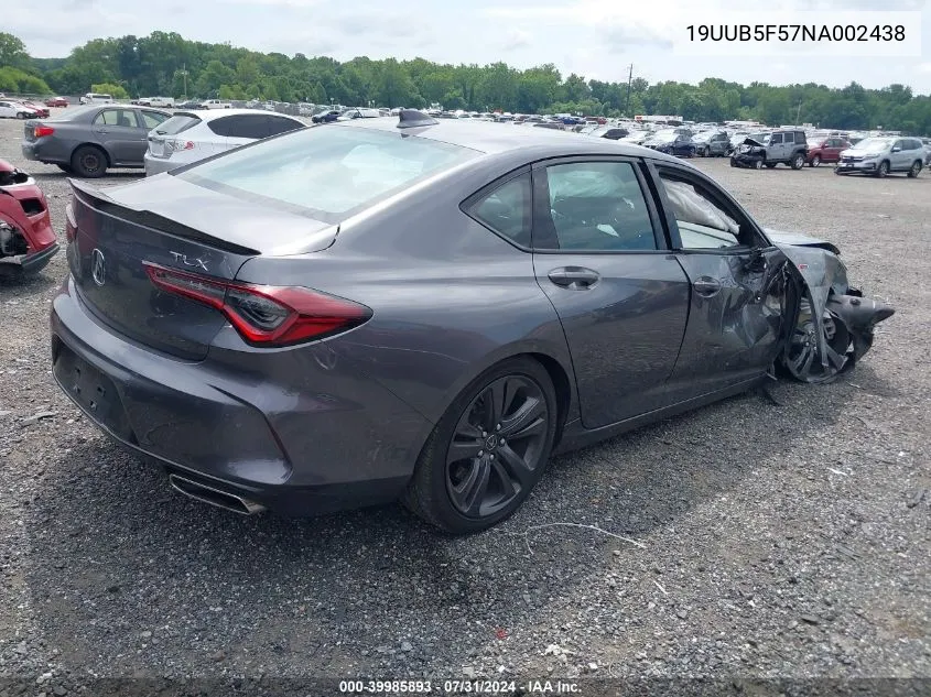 2022 Acura Tlx A-Spec Package VIN: 19UUB5F57NA002438 Lot: 39985893