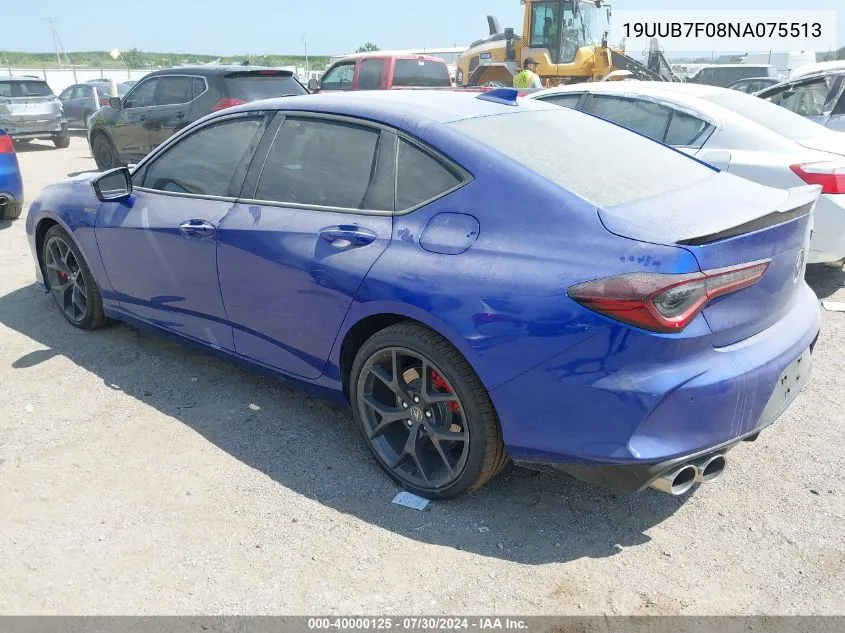 2022 Acura Tlx Type S VIN: 19UUB7F08NA075513 Lot: 40000125