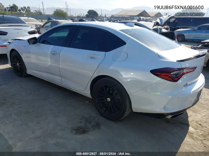 2022 Acura Tlx A-Spec Package VIN: 19UUB6F5XNA001600 Lot: 40012927