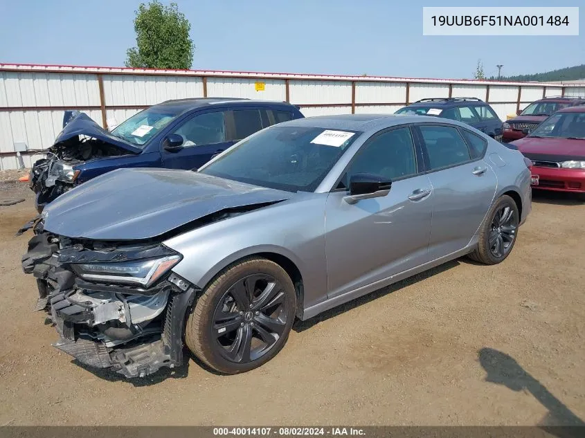 19UUB6F51NA001484 2022 Acura Tlx Tech A