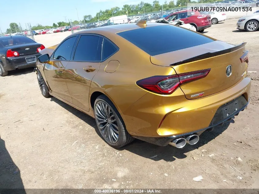 2022 Acura Tlx Type S VIN: 19UUB7F09NA001534 Lot: 40036196