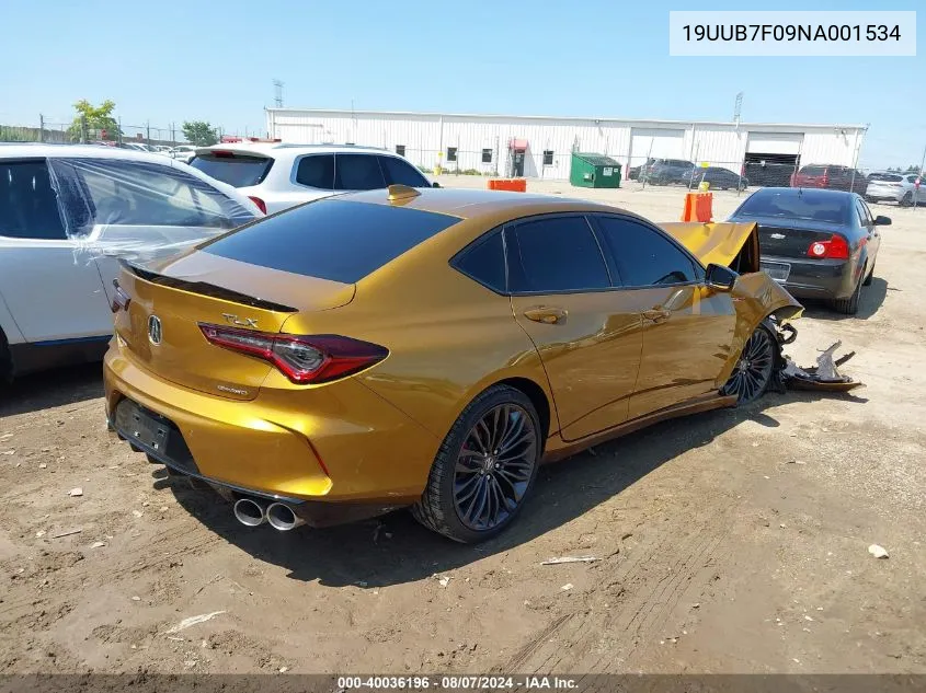 2022 Acura Tlx Type S VIN: 19UUB7F09NA001534 Lot: 40036196