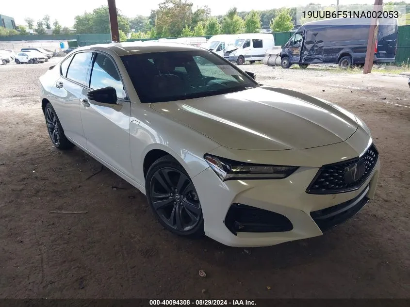 2022 Acura Tlx A-Spec Package VIN: 19UUB6F51NA002053 Lot: 40094308