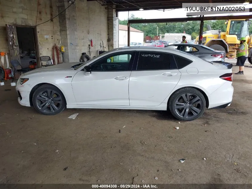 2022 Acura Tlx A-Spec Package VIN: 19UUB6F51NA002053 Lot: 40094308