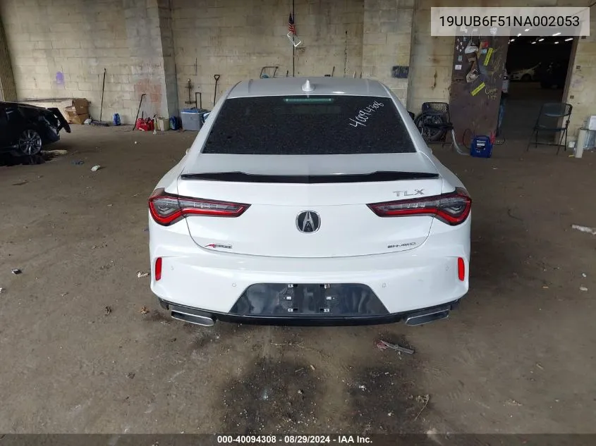 2022 Acura Tlx A-Spec Package VIN: 19UUB6F51NA002053 Lot: 40094308