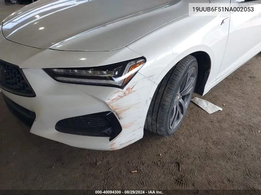 2022 Acura Tlx A-Spec Package VIN: 19UUB6F51NA002053 Lot: 40094308