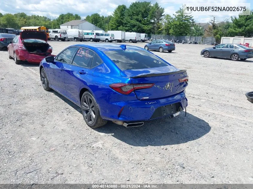 2022 Acura Tlx A-Spec Package VIN: 19UUB6F52NA002675 Lot: 40143880