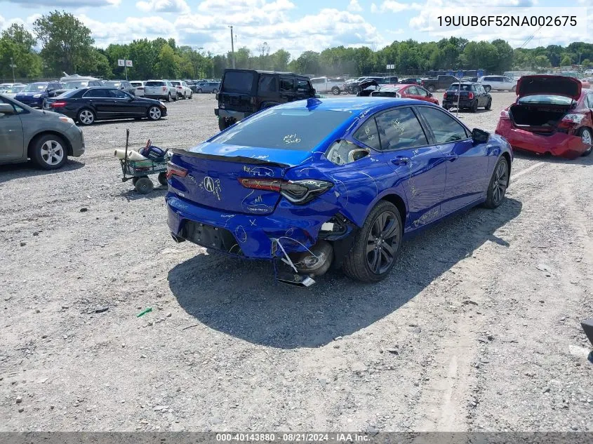 2022 Acura Tlx A-Spec Package VIN: 19UUB6F52NA002675 Lot: 40143880