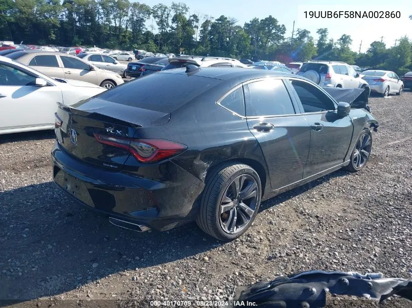 2022 Acura Tlx A-Spec Package VIN: 19UUB6F58NA002860 Lot: 40170709