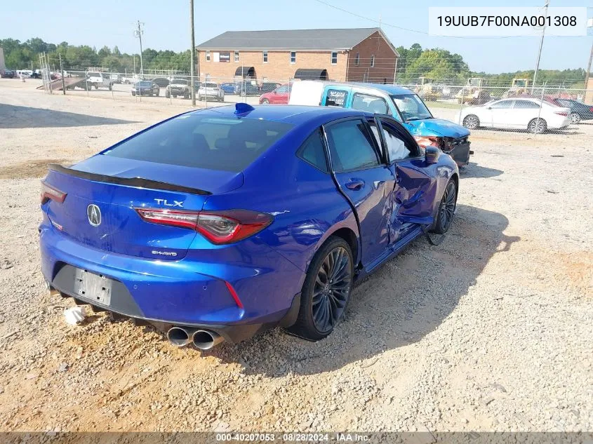 2022 Acura Tlx Type S VIN: 19UUB7F00NA001308 Lot: 40207053