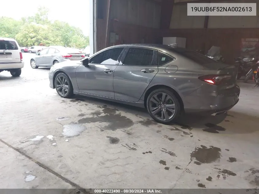 2022 Acura Tlx A-Spec Package VIN: 19UUB6F52NA002613 Lot: 40222490