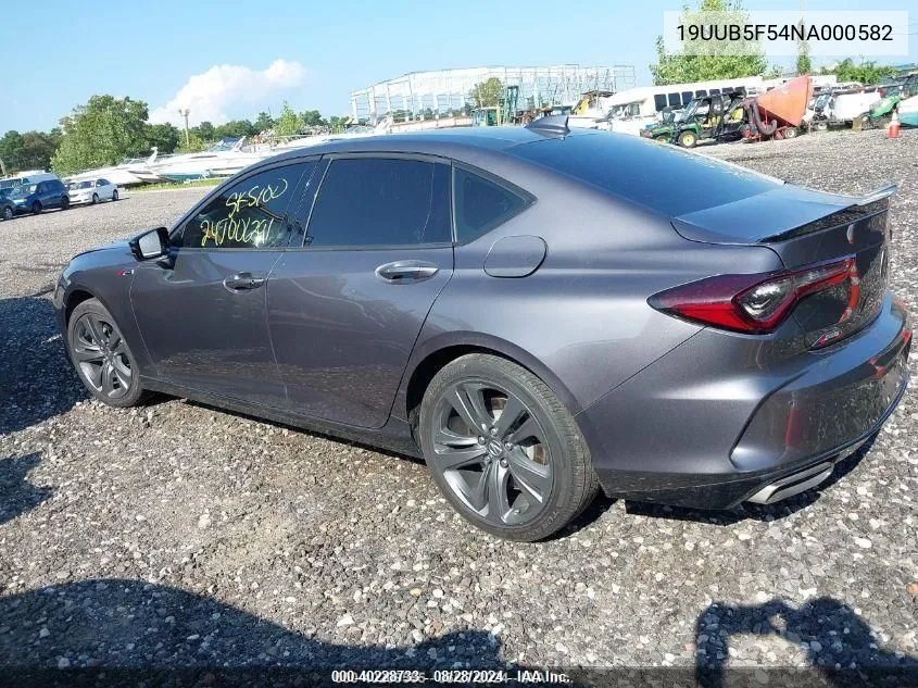 2022 Acura Tlx A-Spec Package VIN: 19UUB5F54NA000582 Lot: 40228733