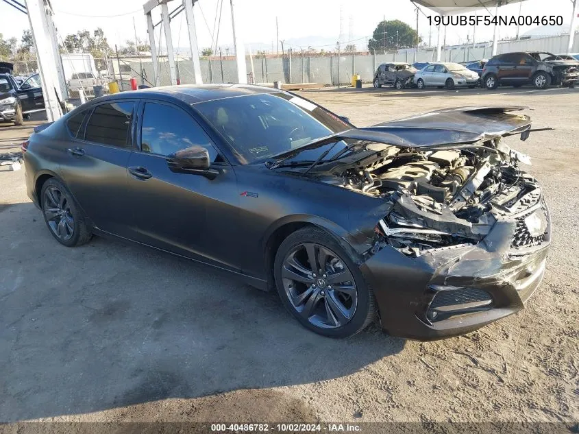 2022 Acura Tlx A-Spec Package VIN: 19UUB5F54NA004650 Lot: 40486782