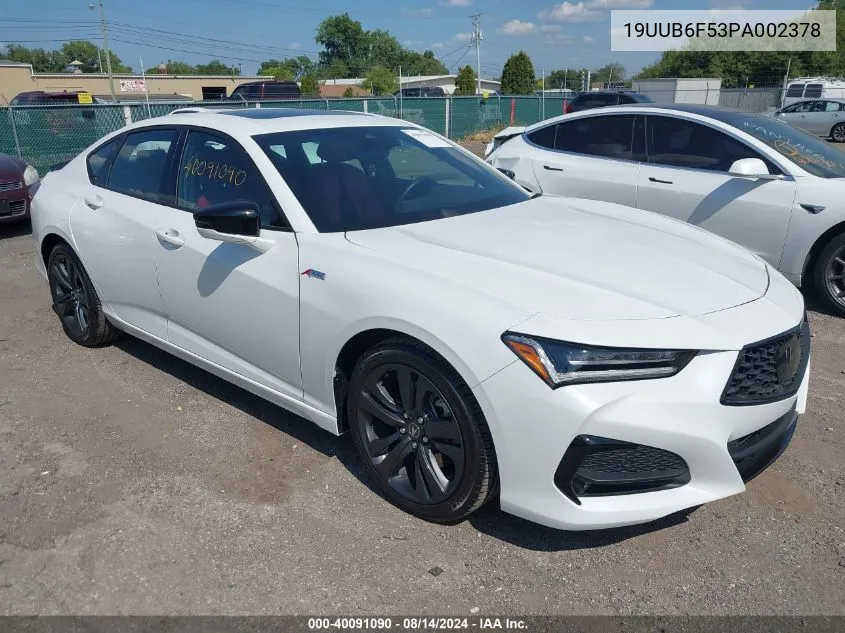 2023 Acura Tlx A-Spec Package VIN: 19UUB6F53PA002378 Lot: 40091090