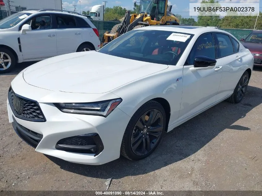 2023 Acura Tlx A-Spec Package VIN: 19UUB6F53PA002378 Lot: 40091090