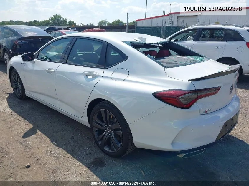 2023 Acura Tlx A-Spec Package VIN: 19UUB6F53PA002378 Lot: 40091090