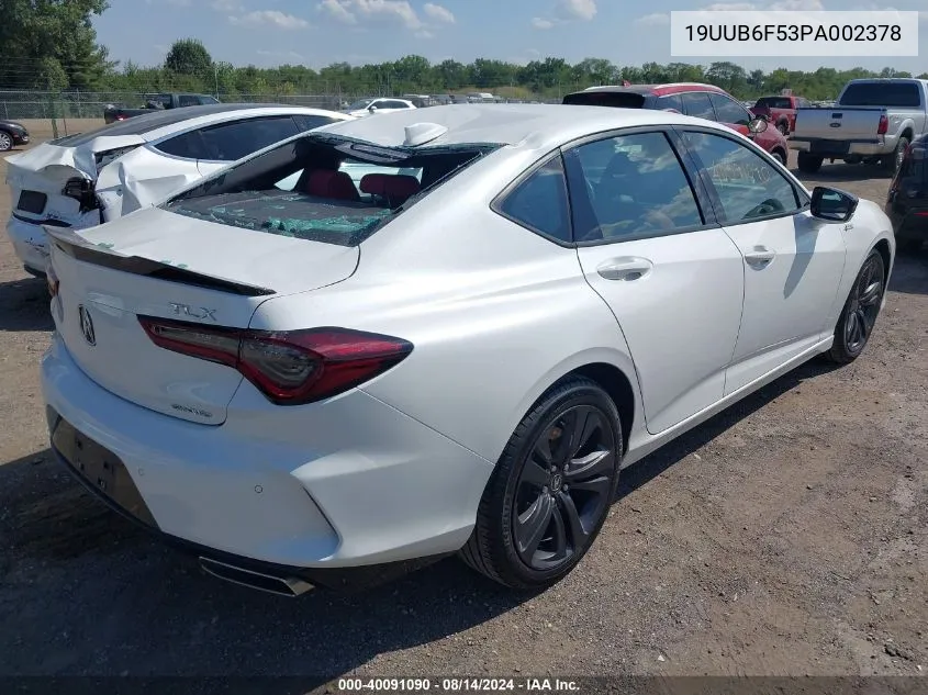 2023 Acura Tlx A-Spec Package VIN: 19UUB6F53PA002378 Lot: 40091090