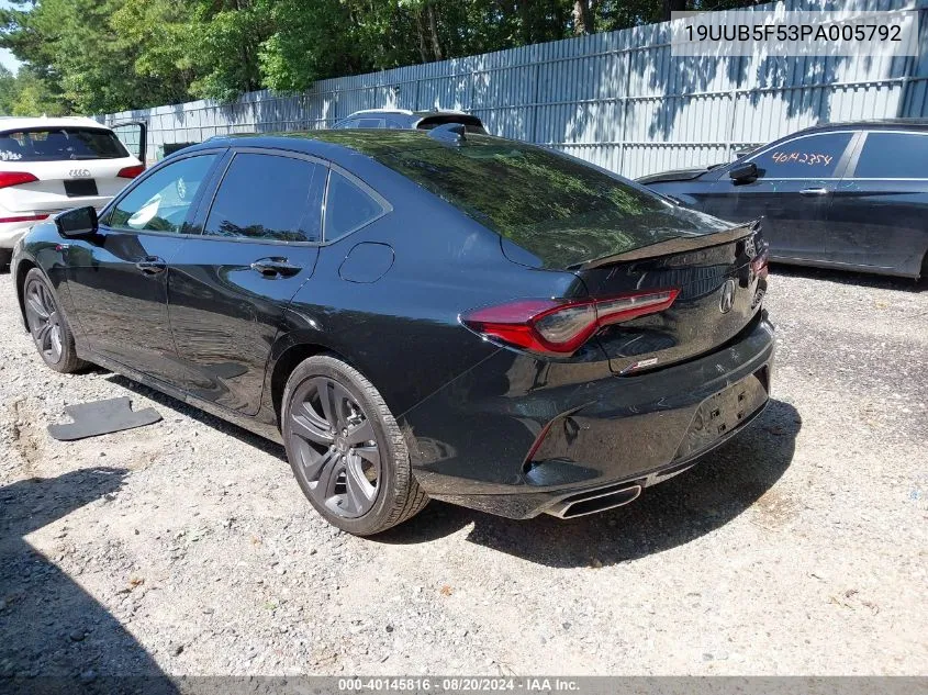 2023 Acura Tlx Tech A VIN: 19UUB5F53PA005792 Lot: 40145816