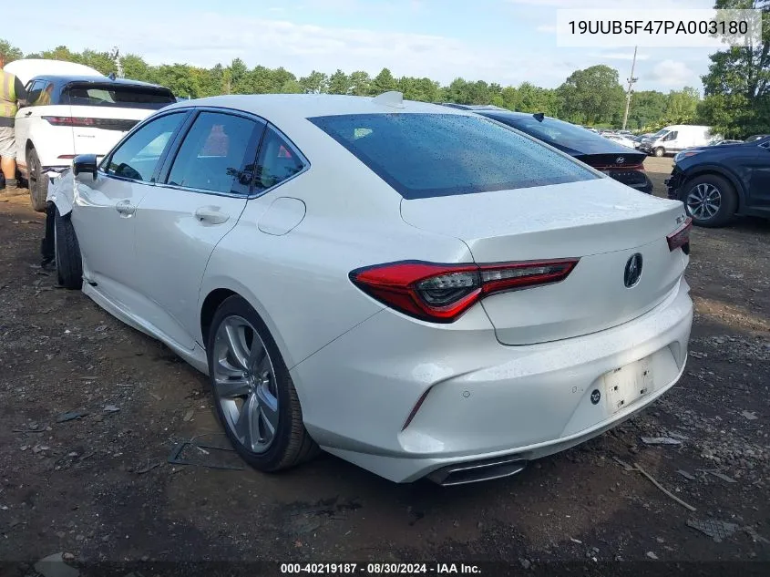 2023 Acura Tlx Technology Package VIN: 19UUB5F47PA003180 Lot: 40219187