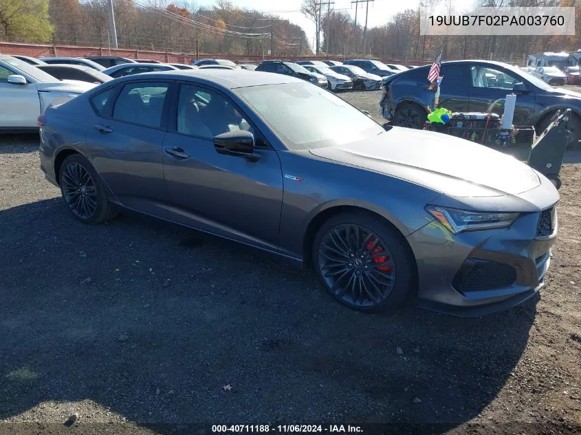 2023 Acura Tlx Type S/Type S Pmc Edition VIN: 19UUB7F02PA003760 Lot: 40711188