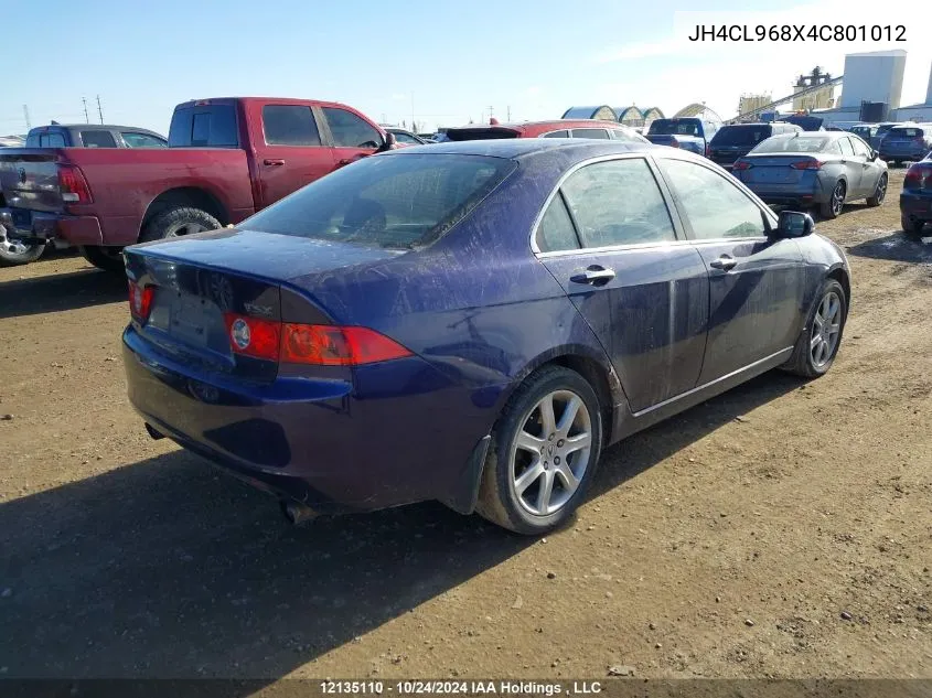 2004 Acura Tsx VIN: JH4CL968X4C801012 Lot: 12135110