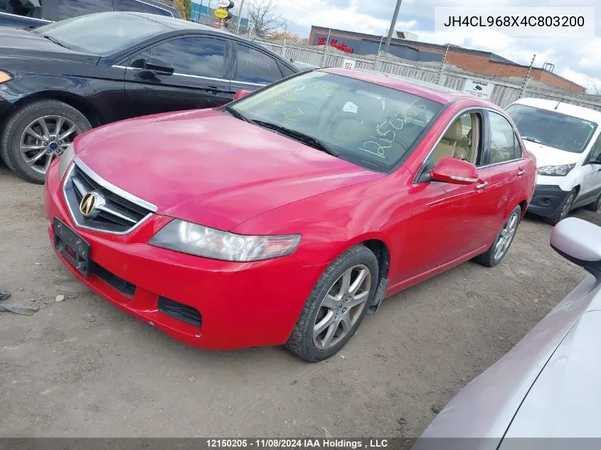 2004 Acura Tsx VIN: JH4CL968X4C803200 Lot: 12150205