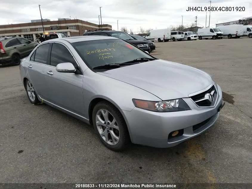 2004 Acura Tsx VIN: JH4CL958X4C801920 Lot: 20180833