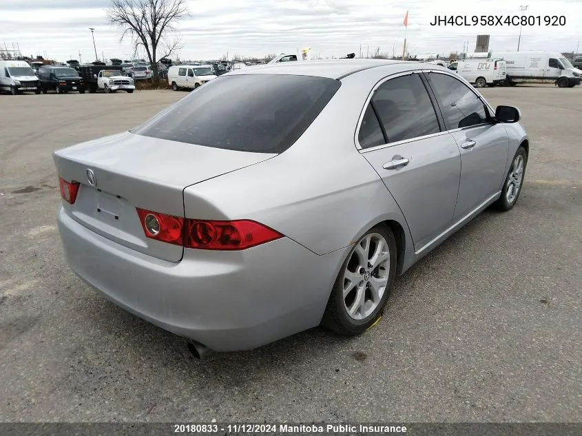 2004 Acura Tsx VIN: JH4CL958X4C801920 Lot: 20180833