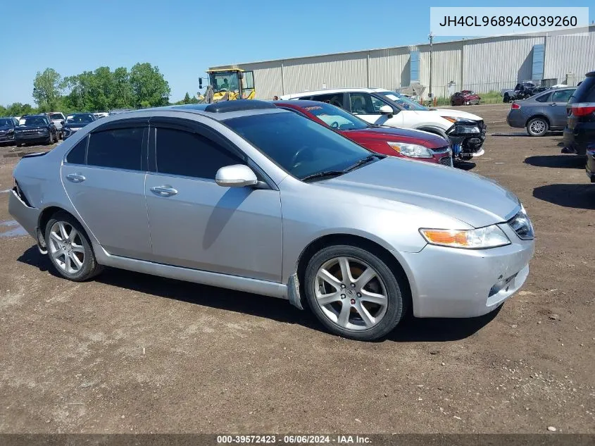 2004 Acura Tsx VIN: JH4CL96894C039260 Lot: 39572423