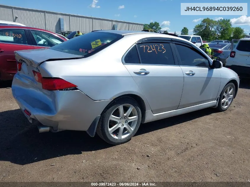 2004 Acura Tsx VIN: JH4CL96894C039260 Lot: 39572423