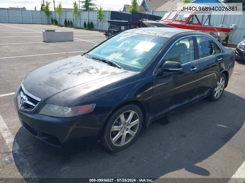 2004 Acura Tsx VIN: JH4CL96894C026881 Lot: 39936527