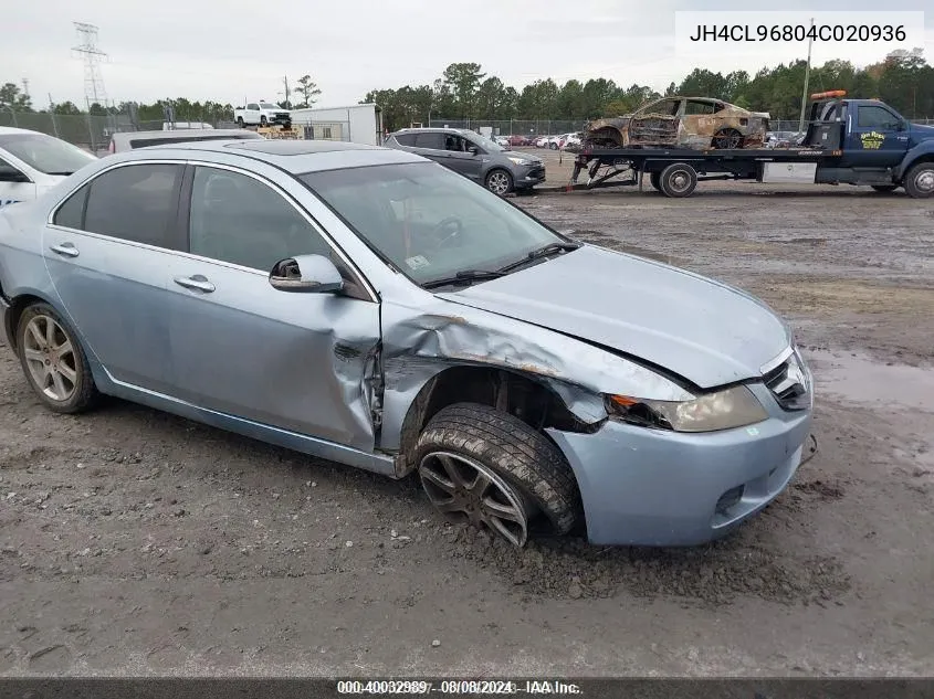 2004 Acura Tsx VIN: JH4CL96804C020936 Lot: 40032989