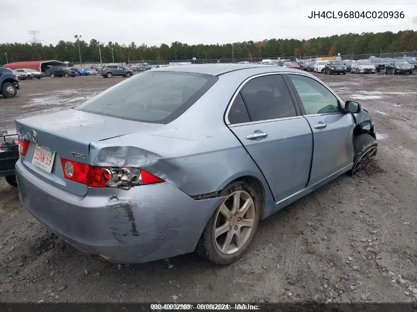 2004 Acura Tsx VIN: JH4CL96804C020936 Lot: 40032989