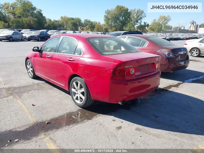 2004 Acura Tsx VIN: JH4CL96964C034946 Lot: 40639472