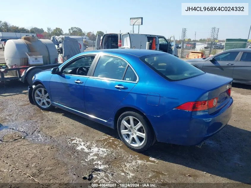 2004 Acura Tsx VIN: JH4CL968X4C024332 Lot: 40648007