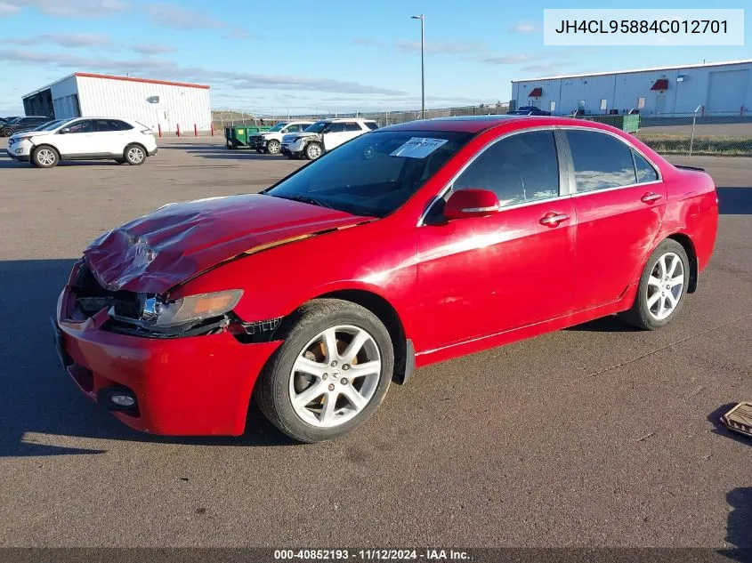 2004 Acura Tsx VIN: JH4CL95884C012701 Lot: 40852193