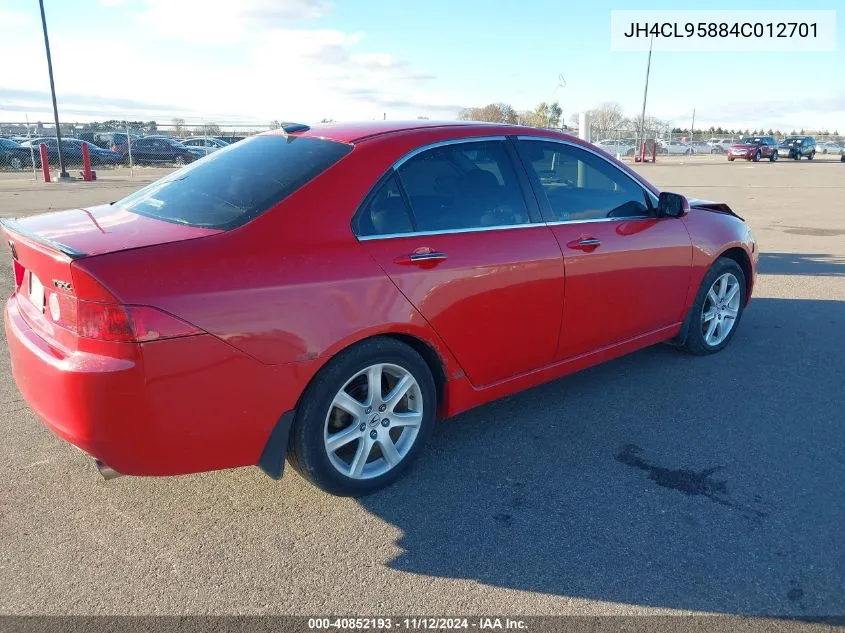 2004 Acura Tsx VIN: JH4CL95884C012701 Lot: 40852193