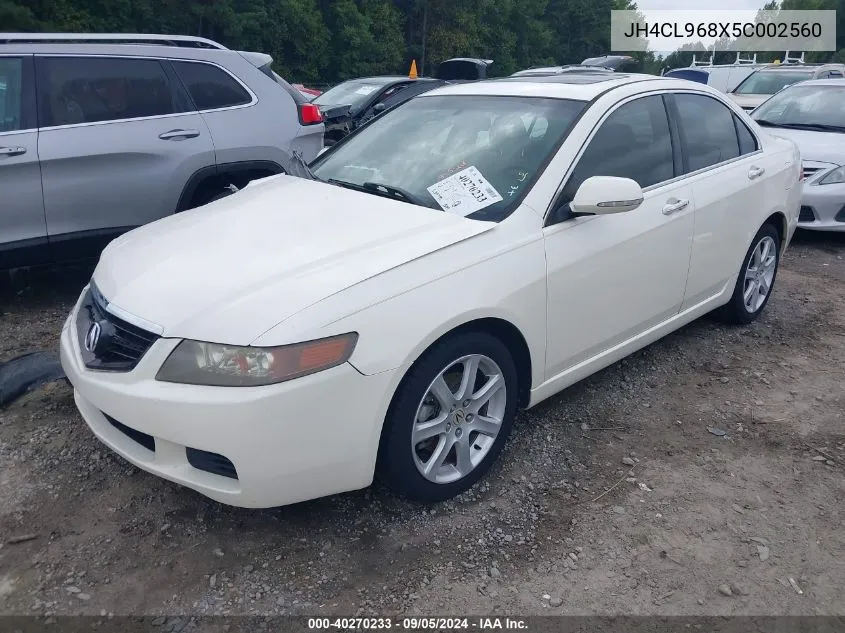 2005 Acura Tsx VIN: JH4CL968X5C002560 Lot: 40270233