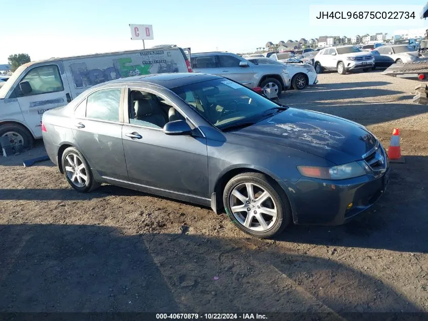 2005 Acura Tsx VIN: JH4CL96875C022734 Lot: 40670879