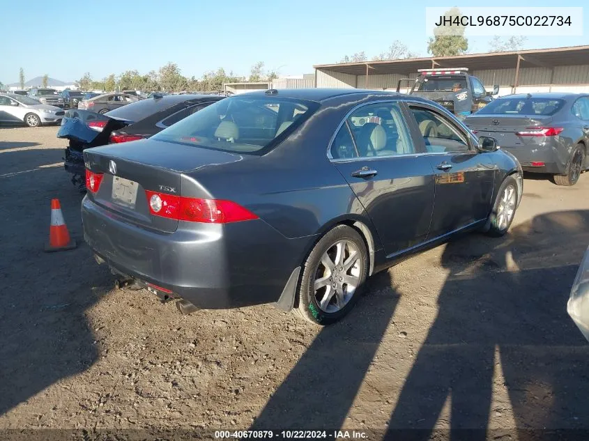 2005 Acura Tsx VIN: JH4CL96875C022734 Lot: 40670879