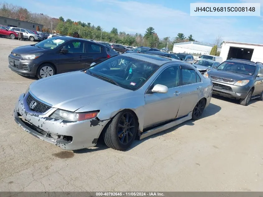 2005 Acura Tsx VIN: JH4CL96815C008148 Lot: 40792645