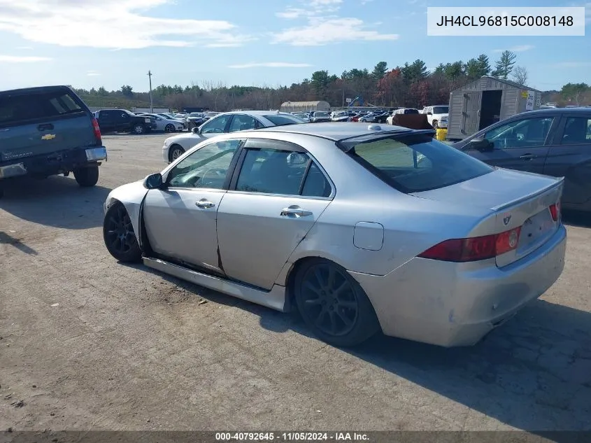 2005 Acura Tsx VIN: JH4CL96815C008148 Lot: 40792645