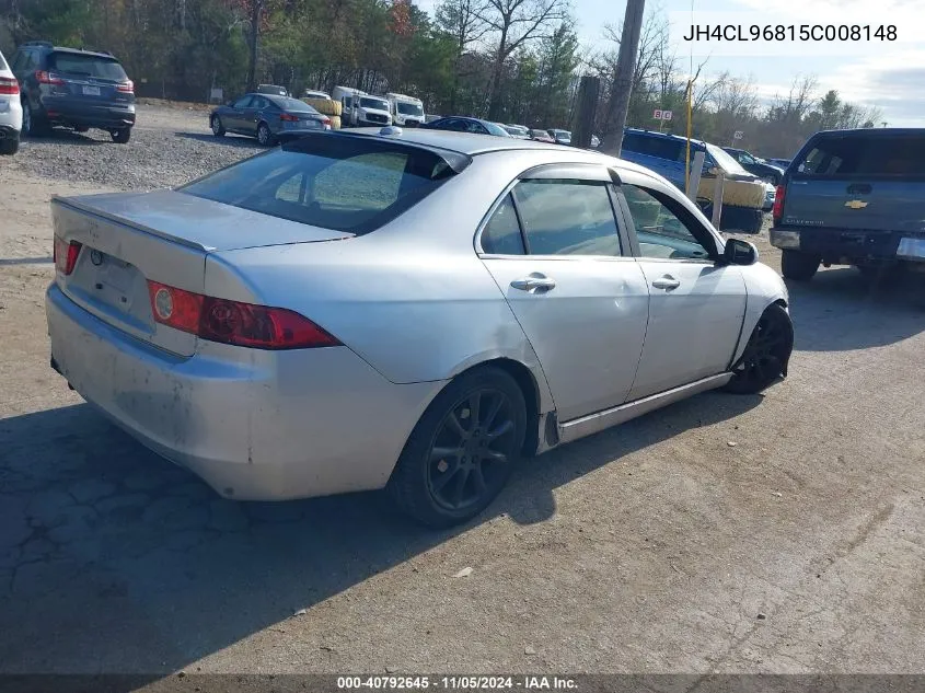 2005 Acura Tsx VIN: JH4CL96815C008148 Lot: 40792645