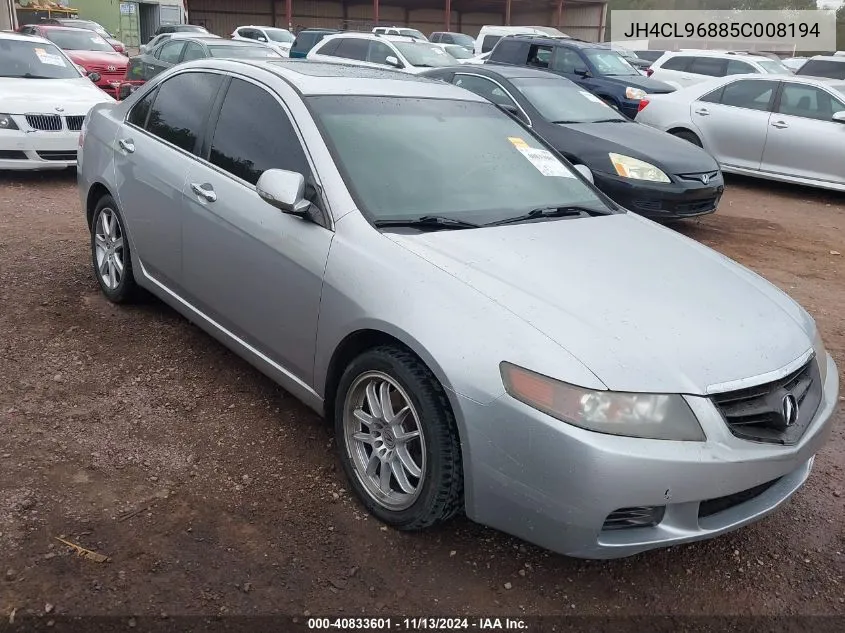 2005 Acura Tsx VIN: JH4CL96885C008194 Lot: 40833601