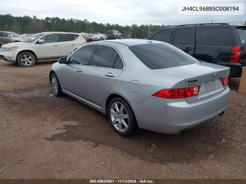 2005 Acura Tsx VIN: JH4CL96885C008194 Lot: 40833601