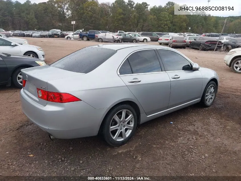 2005 Acura Tsx VIN: JH4CL96885C008194 Lot: 40833601