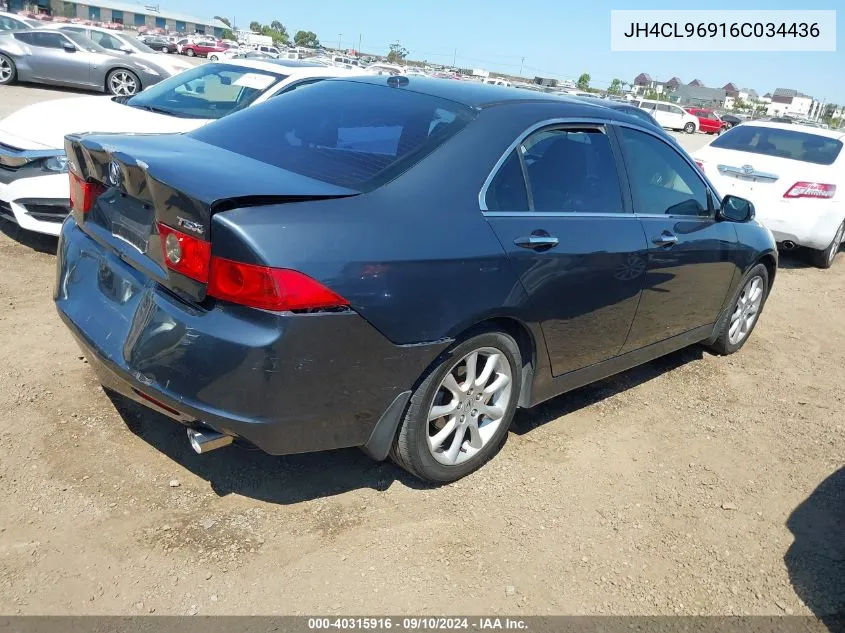 2006 Acura Tsx VIN: JH4CL96916C034436 Lot: 40315916