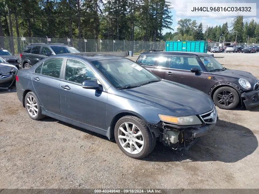 2006 Acura Tsx VIN: JH4CL96816C034332 Lot: 40349840